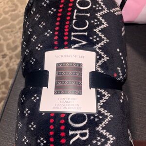 Victoria's Secret Black and Red Patterned Blanket